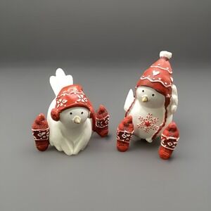 Pr‎ Of Coldwater Creek Whimsy Resin Snow Birds-Winter/Christmas Figurines-#2